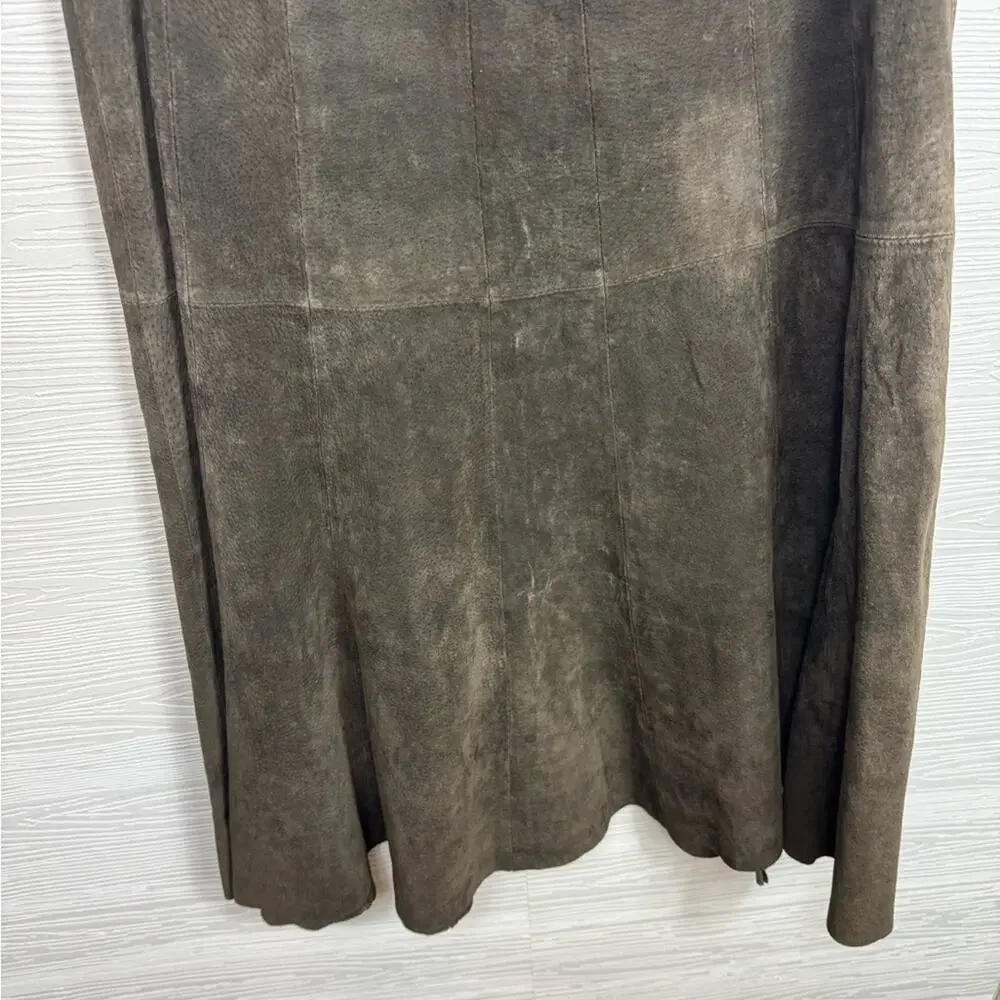 Prosper & Devine Vintage Brown Leather Maxi Skirt‎ Size 8